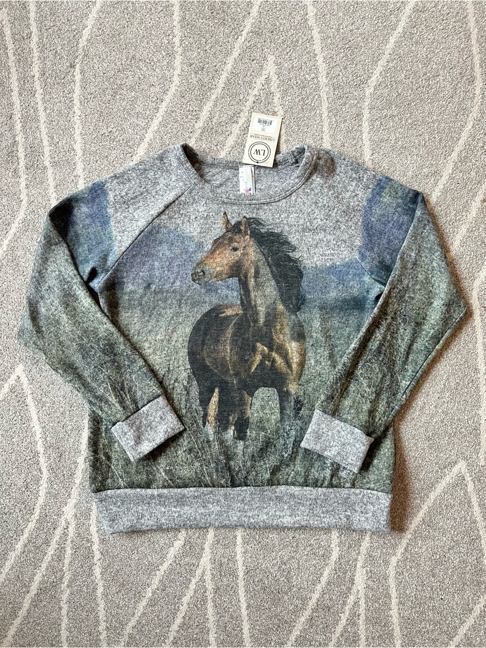 Liberty Wear Soft Brushed Long Sleeve Horse Top